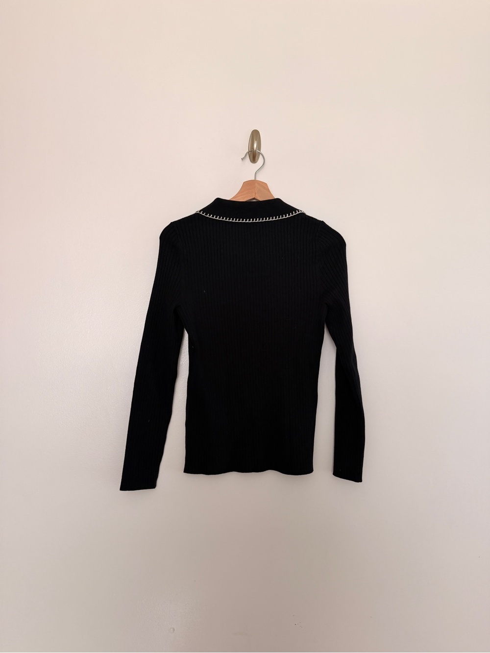 Sezane Armelle Jumper Black Merino Wool & Organic Cotton Size M - Picture 5 of 8